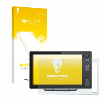 Parte frontal de un envase de producto con el logotipo de la marca upscreen. Al lado se muestra el dispositivo Humminbird Soli