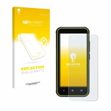 Parte frontal de un envase de producto con el logotipo de la marca upscreen. Al lado se muestra el dispositivo SkyCaddie SX400