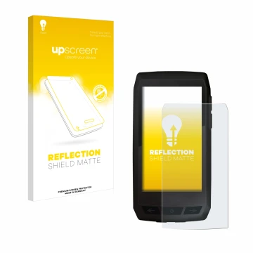 Parte frontal de un envase de producto con el logotipo de la marca upscreen. Al lado se muestra el dispositivo Ciclo Navic 400