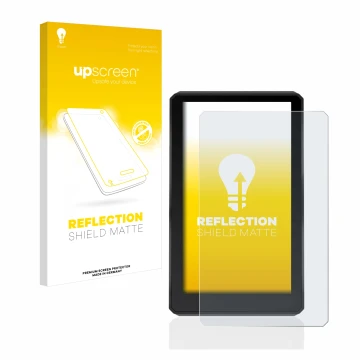 Parte frontal de un envase de producto con el logotipo de la marca upscreen. Al lado se muestra el dispositivo Garmin zumo XT 