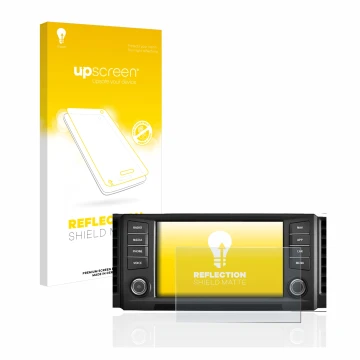 Parte frontal de un envase de producto con el logotipo de la marca upscreen. Al lado se muestra el dispositivo Seat Leon 5F 20