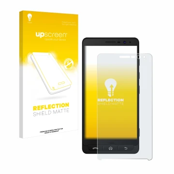 Parte frontal de un envase de producto con el logotipo de la marca upscreen. Al lado se muestra el dispositivo Beafon M5 con s