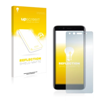 Parte frontal de un envase de producto con el logotipo de la marca upscreen. Al lado se muestra el dispositivo Emporia Smart 3