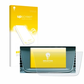 Parte frontal de un envase de producto con el logotipo de la marca upscreen. Al lado se muestra el dispositivo Opel Grandland 