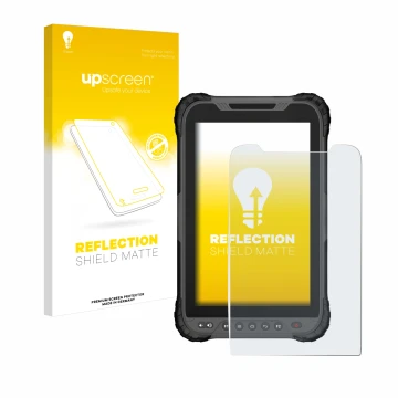 Parte frontal de un envase de producto con el logotipo de la marca upscreen. Al lado se muestra el dispositivo GeoMax Zenius 8