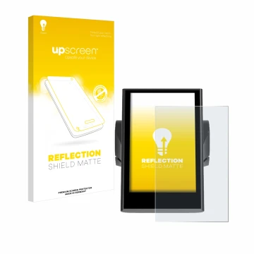 Parte frontal de un envase de producto con el logotipo de la marca upscreen. Al lado se muestra el dispositivo Bafang DP C18 c