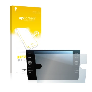 Parte frontal de un envase de producto con el logotipo de la marca upscreen. Al lado se muestra el dispositivo Volkswagen Tigu