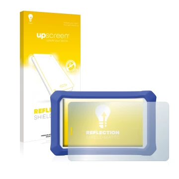 Parte frontal de un envase de producto con el logotipo de la marca upscreen. Al lado se muestra el dispositivo Clementoni Clem