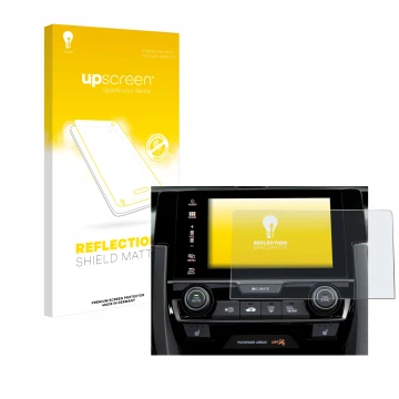 Parte frontal de un envase de producto con el logotipo de la marca upscreen. Al lado se muestra el dispositivo Honda Civic 202