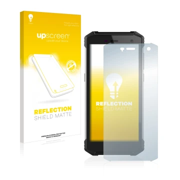 Parte frontal de un envase de producto con el logotipo de la marca upscreen. Al lado se muestra el dispositivo Hammer Energy 2