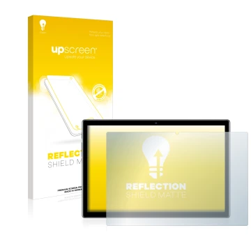 Parte frontal de un envase de producto con el logotipo de la marca upscreen. Al lado se muestra el dispositivo Teclast P20HD c