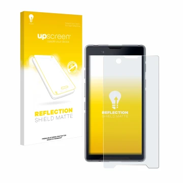 Parte frontal de un envase de producto con el logotipo de la marca upscreen. Al lado se muestra el dispositivo Bittium Tough M