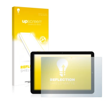 Parte frontal de un envase de producto con el logotipo de la marca upscreen. Al lado se muestra el dispositivo Mediacom SmartP