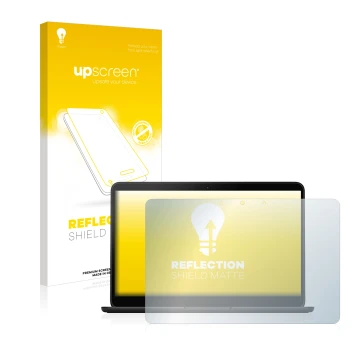 Parte frontal de un envase de producto con el logotipo de la marca upscreen. Al lado se muestra el dispositivo Google Pixelboo