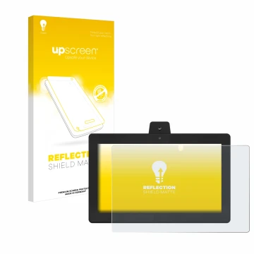 Parte frontal de un envase de producto con el logotipo de la marca upscreen. Al lado se muestra el dispositivo GloryStar Tauri