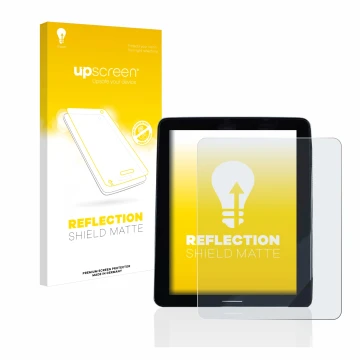 Parte frontal de un envase de producto con el logotipo de la marca upscreen. Al lado se muestra el dispositivo Volvo Polestar 