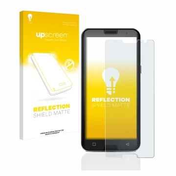 Parte frontal de un envase de producto con el logotipo de la marca upscreen. Al lado se muestra el dispositivo Emporia Smart 5