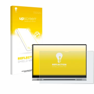 Parte frontal de un envase de producto con el logotipo de la marca upscreen. Al lado se muestra el dispositivo Samsung Galaxy 