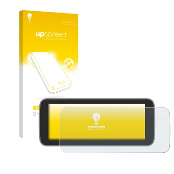 Parte frontal de un envase de producto con el logotipo de la marca upscreen. Al lado se muestra el dispositivo Fiat 500 E Ucon