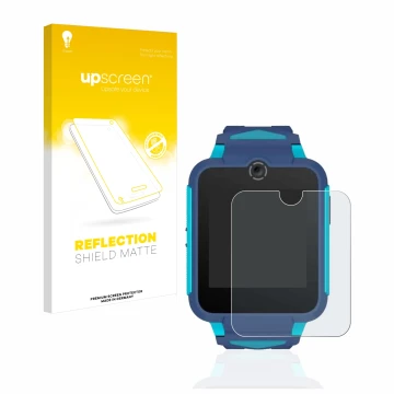 Parte frontal de un envase de producto con el logotipo de la marca upscreen. Al lado se muestra el dispositivo TCL Movetime Fa
