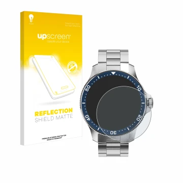 Parte frontal de un envase de producto con el logotipo de la marca upscreen. Al lado se muestra el dispositivo Withings ScanWa