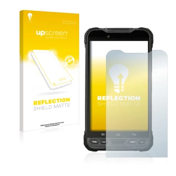 Parte frontal de un envase de producto con el logotipo de la marca upscreen. Al lado se muestra el dispositivo UniStrong UT12P