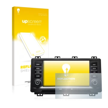 Parte frontal de un envase de producto con el logotipo de la marca upscreen. Al lado se muestra el dispositivo Seat Ateca 2017