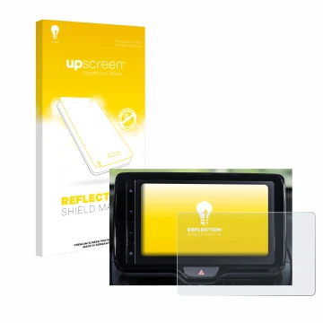 Parte frontal de un envase de producto con el logotipo de la marca upscreen. Al lado se muestra el dispositivo Toyota Yaris Cr