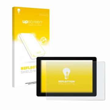 Parte frontal de un envase de producto con el logotipo de la marca upscreen. Al lado se muestra el dispositivo SmallHD Cine 7 