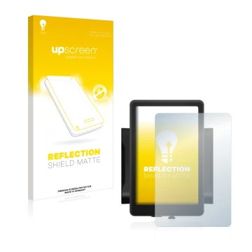 Parte frontal de un envase de producto con el logotipo de la marca upscreen. Al lado se muestra el dispositivo Bafang 860c con