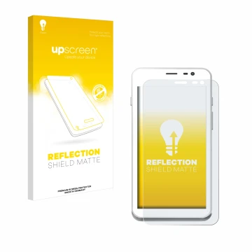 Parte frontal de un envase de producto con el logotipo de la marca upscreen. Al lado se muestra el dispositivo Pax A77 con su 