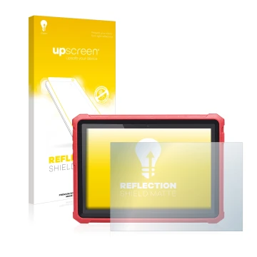 Parte frontal de un envase de producto con el logotipo de la marca upscreen. Al lado se muestra el dispositivo Launch X-431 Pr