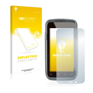 Parte frontal de un envase de producto con el logotipo de la marca upscreen. Al lado se muestra el dispositivo Honeywell Dolph