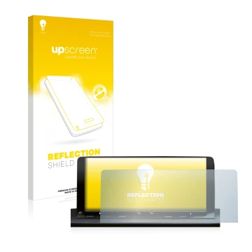 Parte frontal de un envase de producto con el logotipo de la marca upscreen. Al lado se muestra el dispositivo Volkswagen Cadd