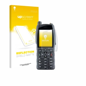 Parte frontal de un envase de producto con el logotipo de la marca upscreen. Al lado se muestra el dispositivo Sepura SC20 con