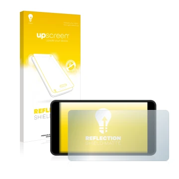 Parte frontal de un envase de producto con el logotipo de la marca upscreen. Al lado se muestra el dispositivo Portkeys PT5 II