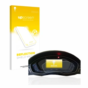 Parte frontal de un envase de producto con el logotipo de la marca upscreen. Al lado se muestra el dispositivo Audi A4 B9 2017