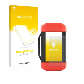 Parte frontal de un envase de producto con el logotipo de la marca upscreen. Al lado se muestra el dispositivo Launch SRDs Sma