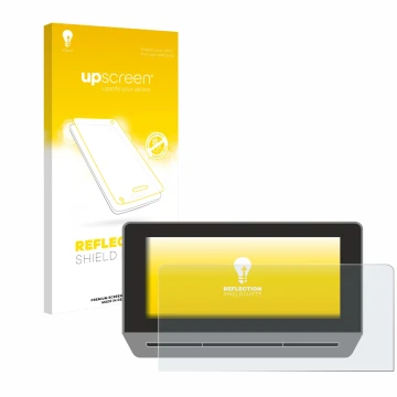 Parte frontal de un envase de producto con el logotipo de la marca upscreen. Al lado se muestra el dispositivo Seat Leon Cupra