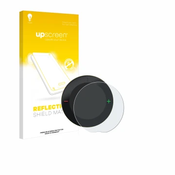 Parte frontal de un envase de producto con el logotipo de la marca upscreen. Al lado se muestra el dispositivo Beeline Velo 2 