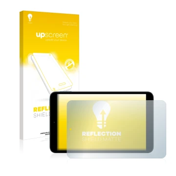 Parte frontal de un envase de producto con el logotipo de la marca upscreen. Al lado se muestra el dispositivo Nokia T10 con s