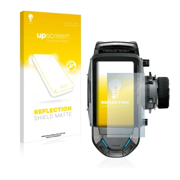 Parte frontal de un envase de producto con el logotipo de la marca upscreen. Al lado se muestra el dispositivo Futaba 10PX con