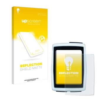 Parte frontal de un envase de producto con el logotipo de la marca upscreen. Al lado se muestra el dispositivo Sigma BC 12.0 W