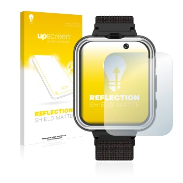 Parte frontal de un envase de producto con el logotipo de la marca upscreen. Al lado se muestra el dispositivo Pthtechus X32 c