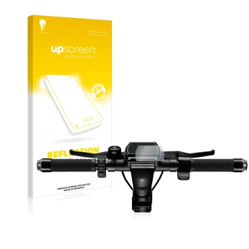 Parte frontal de un envase de producto con el logotipo de la marca upscreen. Al lado se muestra el dispositivo SoFlow SO4 Pro 