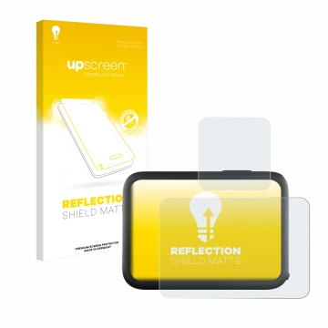 Parte frontal de un envase de producto con el logotipo de la marca upscreen. Al lado se muestra el dispositivo GoPro Hero 11 B