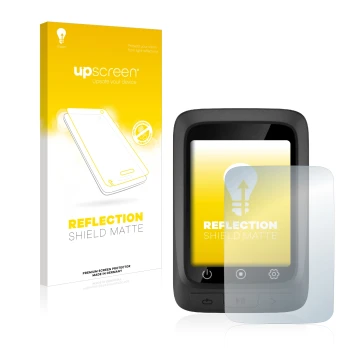 Parte frontal de un envase de producto con el logotipo de la marca upscreen. Al lado se muestra el dispositivo CooSpo BC107 co