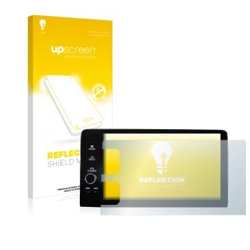 Parte frontal de un envase de producto con el logotipo de la marca upscreen. Al lado se muestra el dispositivo Honda HR-V 2022