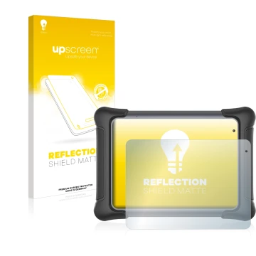 Parte frontal de un envase de producto con el logotipo de la marca upscreen. Al lado se muestra el dispositivo Autel MaxiSys E