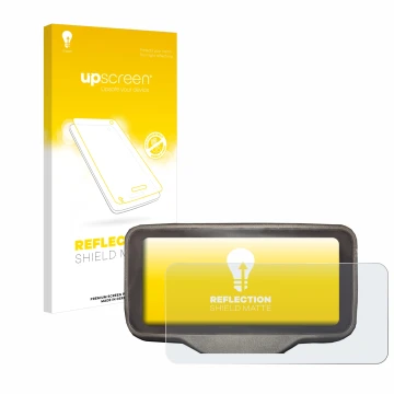 Parte frontal de un envase de producto con el logotipo de la marca upscreen. Al lado se muestra el dispositivo Horwin SK3 con 